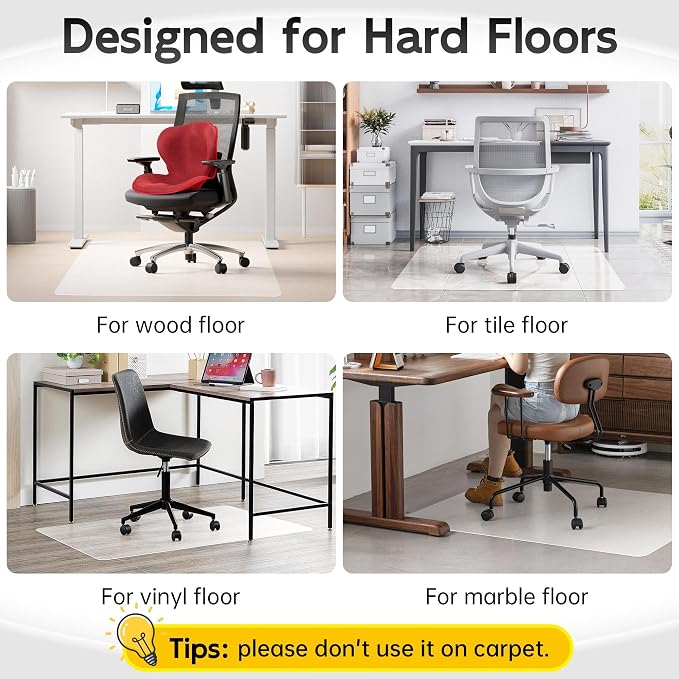 HOMEK Crystal Clear Chair Mat for Hardwood Floor, 48” x 36” Office Chair Mat — view 6