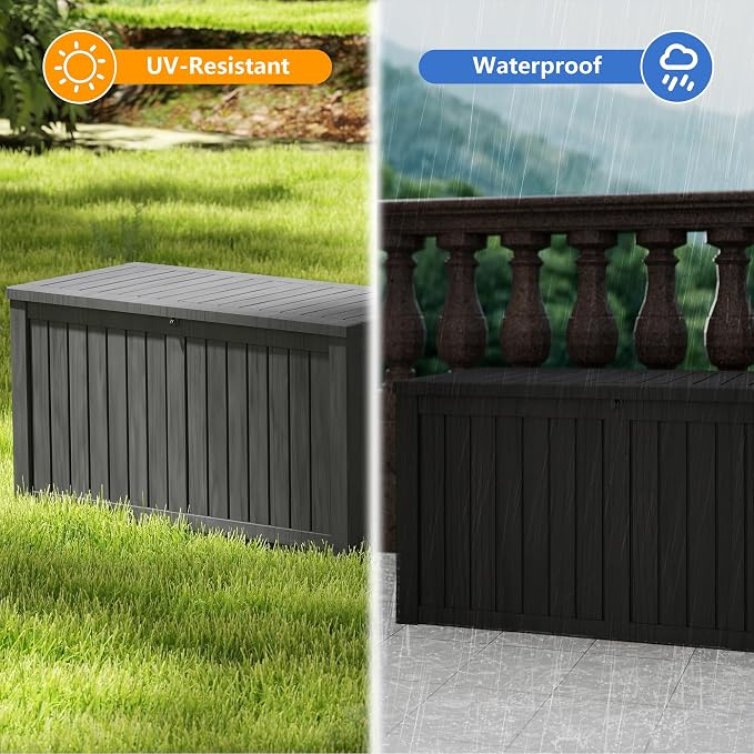 Yardgrace 180 Gallon Outdoor Storage Box Waterproof, Resin Deck Boxes — view 2