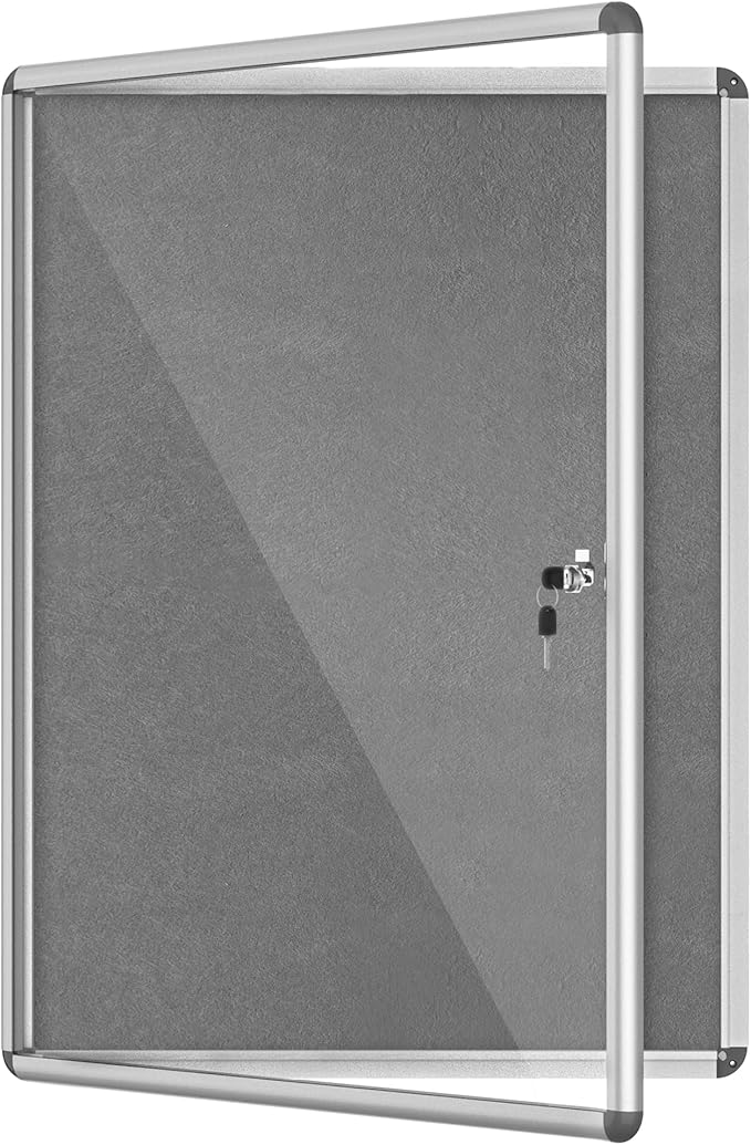 Mifuro 38"x28" Enclosed Bulletin Board, Lockable Weather-Resistant Aluminum