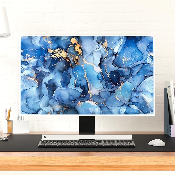 Baocicco Navy Blue Gold Marble Computer Monitor Dust Cover Creative Texture — view 4