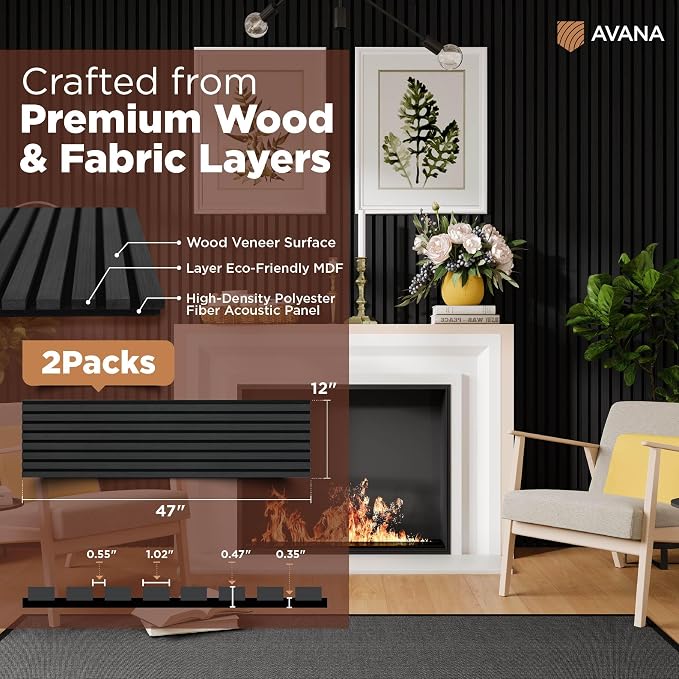 Avana Acoustic Wood Wall Panels – 47.2 X 12.6 Inch Black Oak Acoustic Panels 2 — view 4