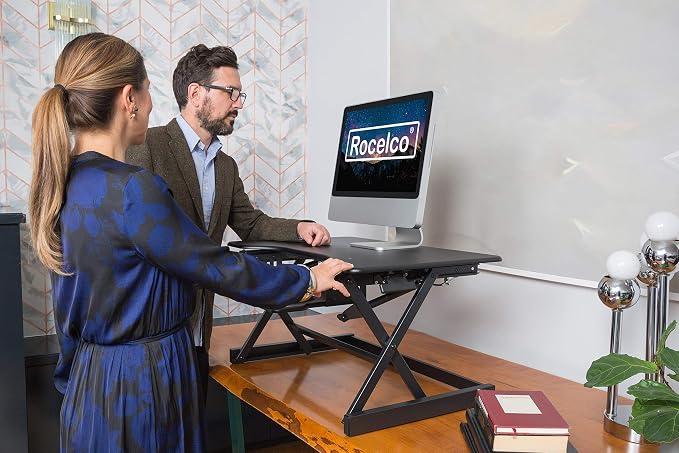 Rocelco 32" Height Adjustable Standing Desk Converter BUNDLE — view 5