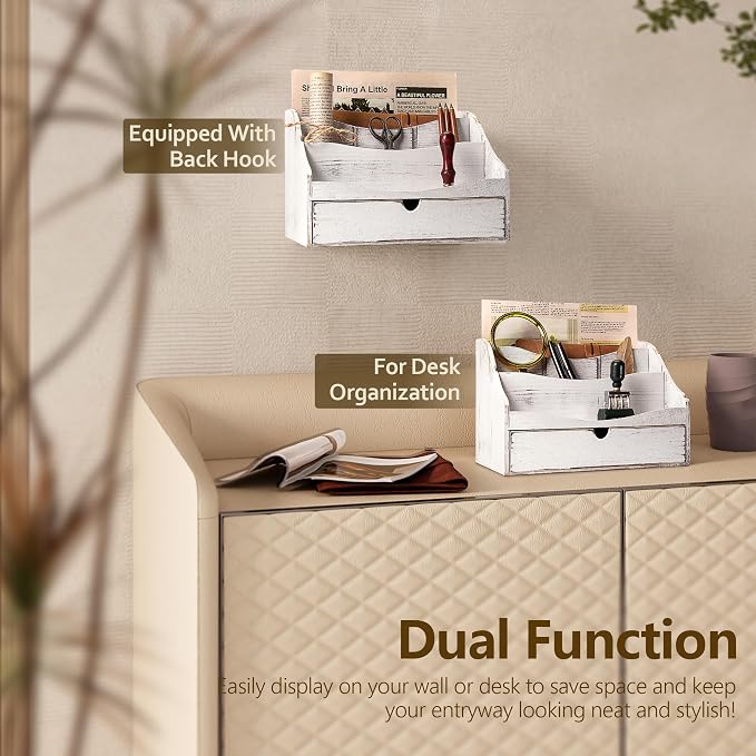 Pine Wood Mail Organizer for Desk — view 4