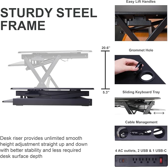 Rocelco 40" Large Height Adjustable Standing Desk — view 3
