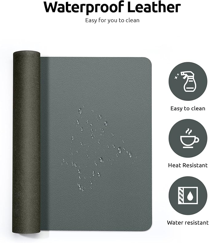 YSAGi Leather Desk Pad Protector, Office Desk Mat, Large Mouse Pad, Non-Slip PU — view 4