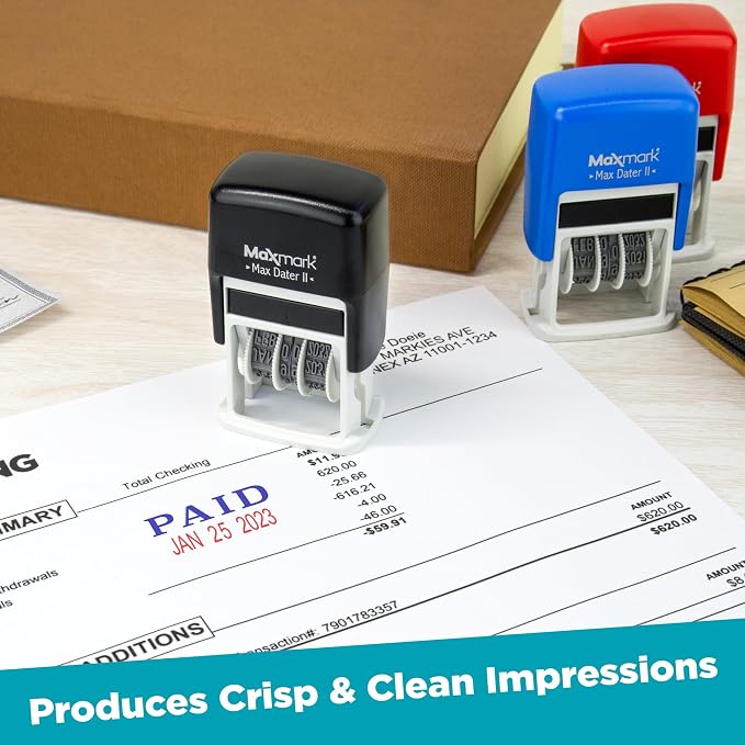 MaxMark Self-Inking Rubber Date Office Stamp — view 4