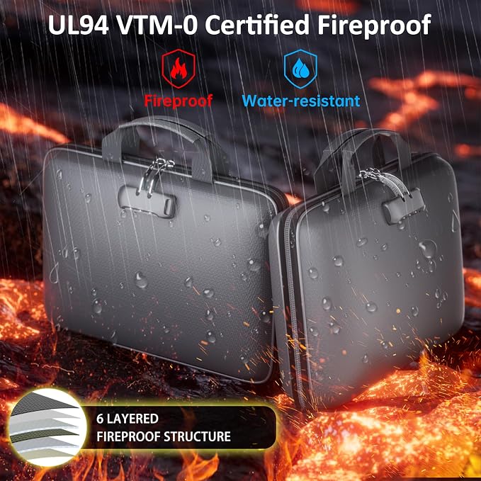 Fireproof File Organizer with Lock, Hard-Shell Case Fireproof Document Box with — view 2