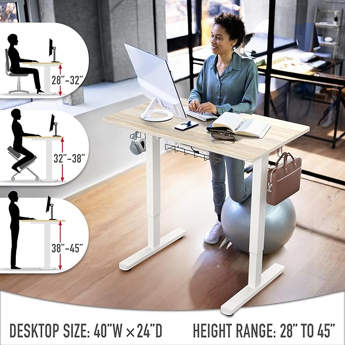 SHW 40-Inch Electric Height Adjustable Standing Desk — view 5