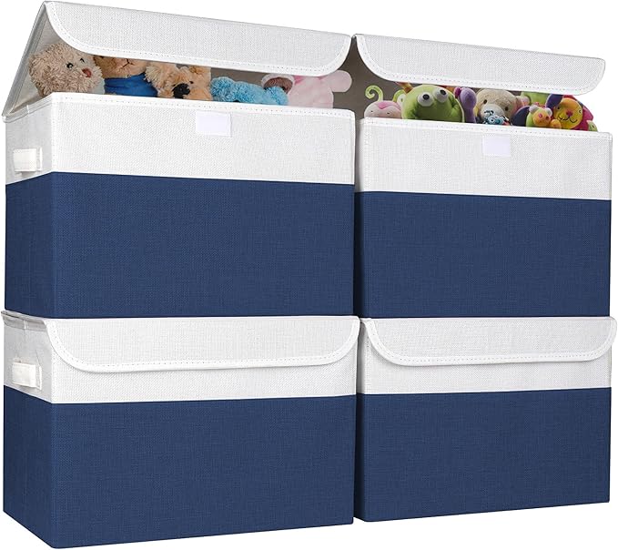 Bagnizer Large 22 Quart Linen Fabric Foldable Storage Bin Cube Organizer Basket