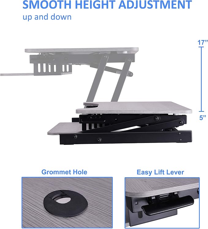 Rocelco 37.5" Height Adjustable Standing Desk Converter — view 2