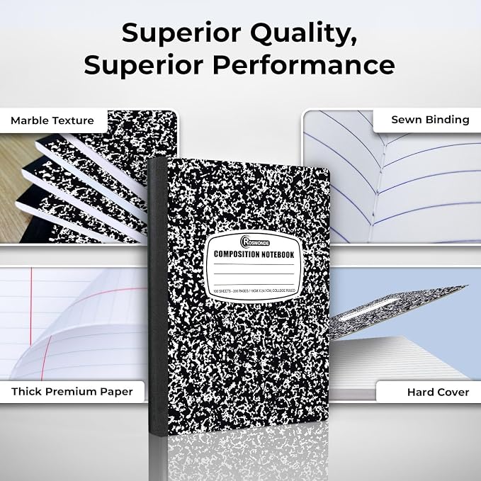 Rosmonde 5000 Pack Composition Notebooks Bulk, College Ruled, 200 Pages — view 2