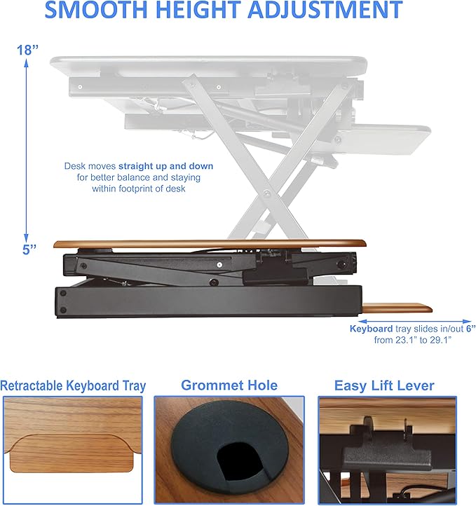 Rocelco 32" Height Adjustable Standing Desk Converter — view 2