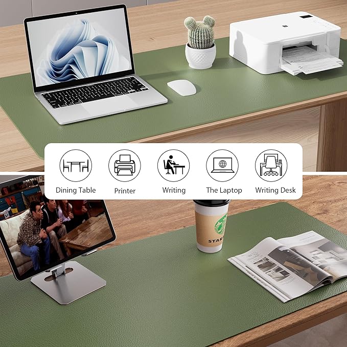 Aothia Leather Desk Pad Protector, Mouse Pad, Office Desk Mat, Non-Slip PU — view 5
