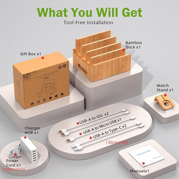 Pezin & Hulin Bamboo Charging Stations, Cell Phone Organizer — view 2