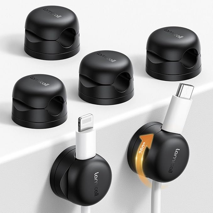 6Pack Rotatable Cord Organizer, Spring Cable Clips