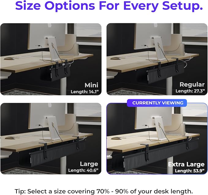 Ascrono Original No Drill Under Desk Cable Management Tray 53.9" — view 4