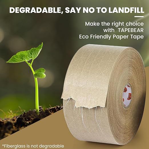 TAPEBEAR 1.5" Core Water Activated Tape, Fiber Reinforced Gummed Tape 2.75inch — view 3