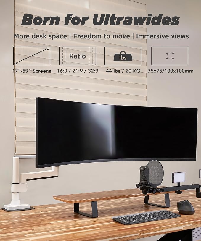 ULTRARM Heavy Duty Monitor Arm for Ultrawide Monitors up to 57" and 44 lbs — view 2