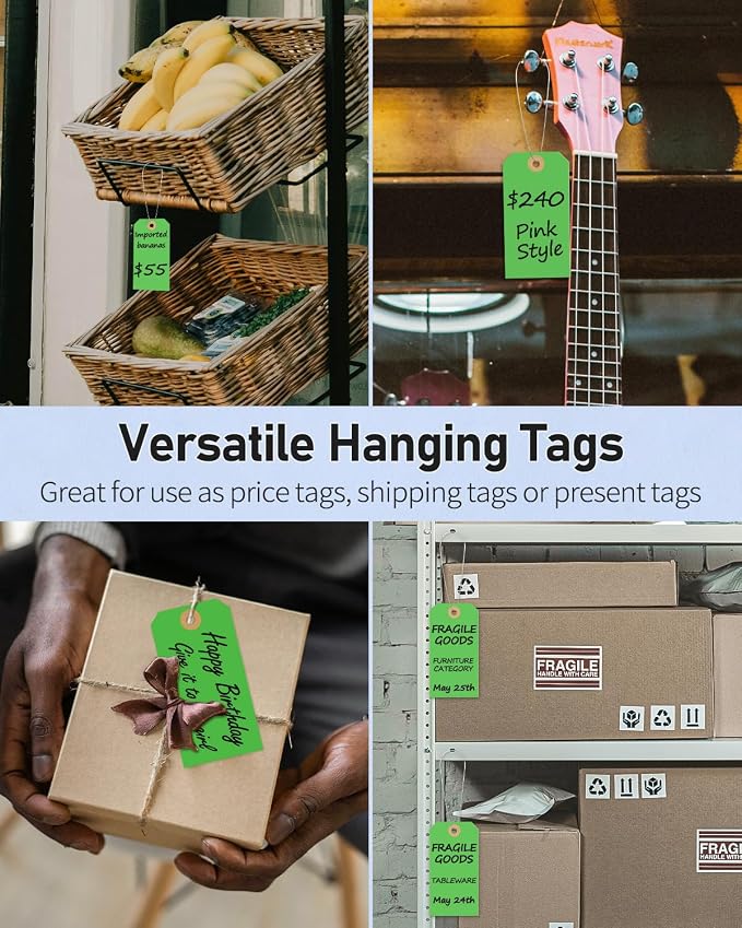 Uniclife 100 Pcs Green Blank Shipping Tags — view 7