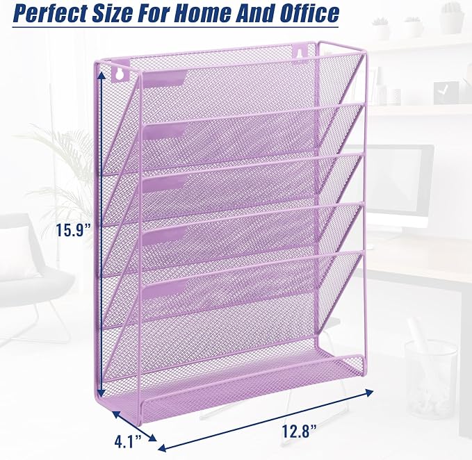 EASEPRES Desk File Organizer Mesh 6 Tier, Hanging Wall Mount Document — view 7