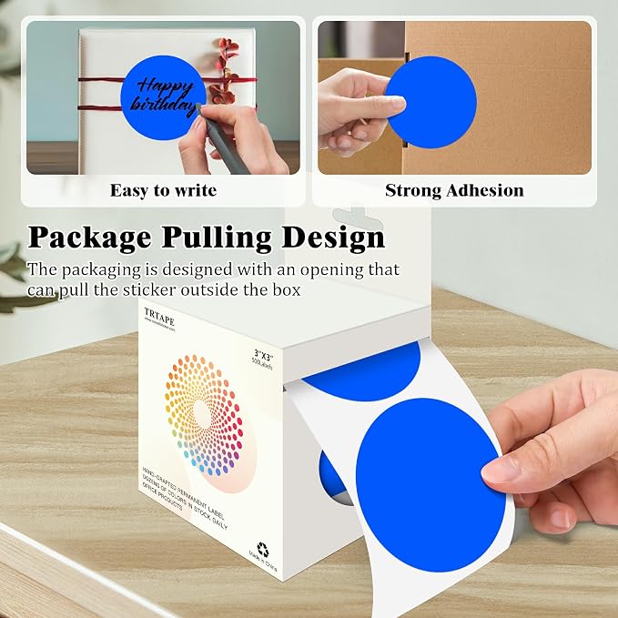 3 Inch Round Colored Dot Stickers, 4 Rolls in Dispenser Box — view 3