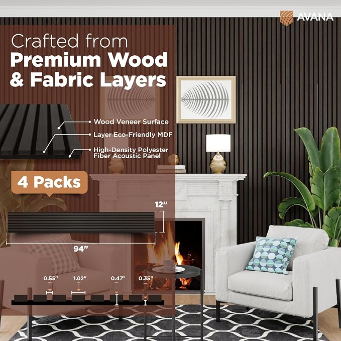 Avana Acoustic Wood Wall Panels – 94.4 X 12.6 Inch Smoke Oak Acoustic Panels 4 — view 4