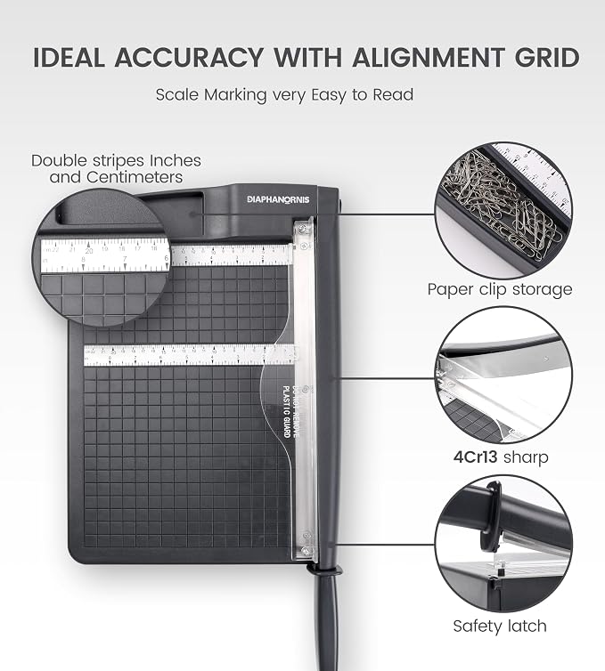 Paper Cutter, Paper Trimmer12" Cutting Length Heavy Duty Guillotine Paper Slicer — view 3