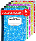 Rosmonde 5 Pack Composition Notebooks College Ruled, 200 No Bleed Pages