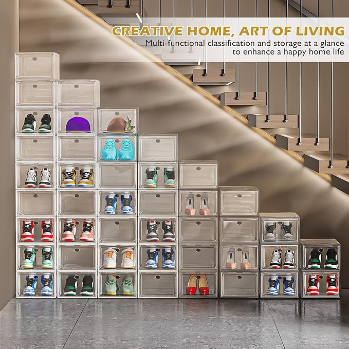 7 code Large Clear Shoe Boxes Organizer【Thicker Material】 Stronger Shoe Box — view 2