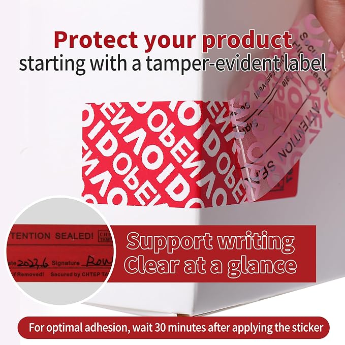 ChtepTamper 100 Pieces Total Transfer Tamper-Evident Stickers Security Labels — view 5