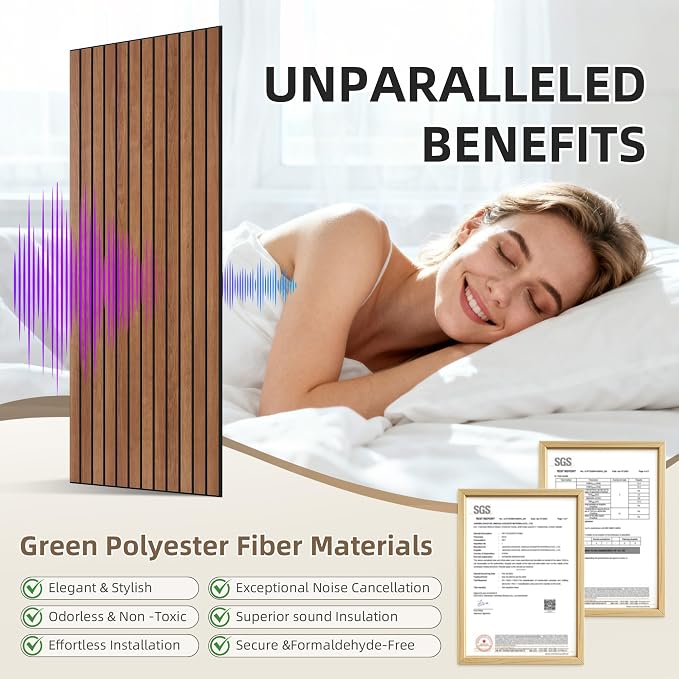 TO-TH Wood-Look Sound Panels, 4 Pack 47.2” x 23.6” Soundproof Wall Panels — view 3