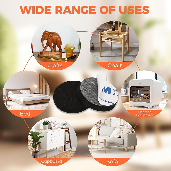 Felt Furniture Pads 120 PCS, Non Slip Self Adhesive Felt Pads Chair Leg Floor — view 7