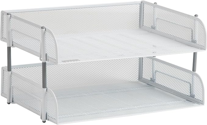 Mind Reader Stackable Paper Tray, Desktop Organizer, File Storage, Metal Mesh — view 7