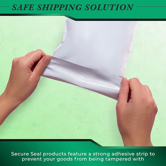 100 Pack Secure Seal White Poly Mailers — view 6