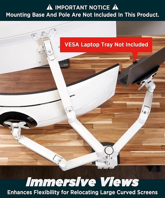 ULTRARM Heavy Duty Extension Arm Dual 49" Vertical Stacked Monitor Mount Height — view 5