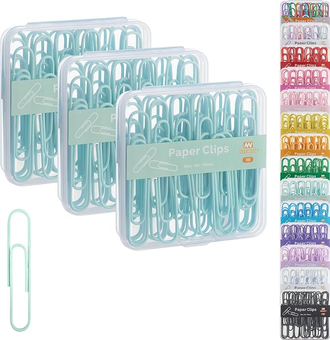 NEEWAY Colorful Large Paper Clips, 2 Inch Jumbo Paper Clips, 3 Pack of 50