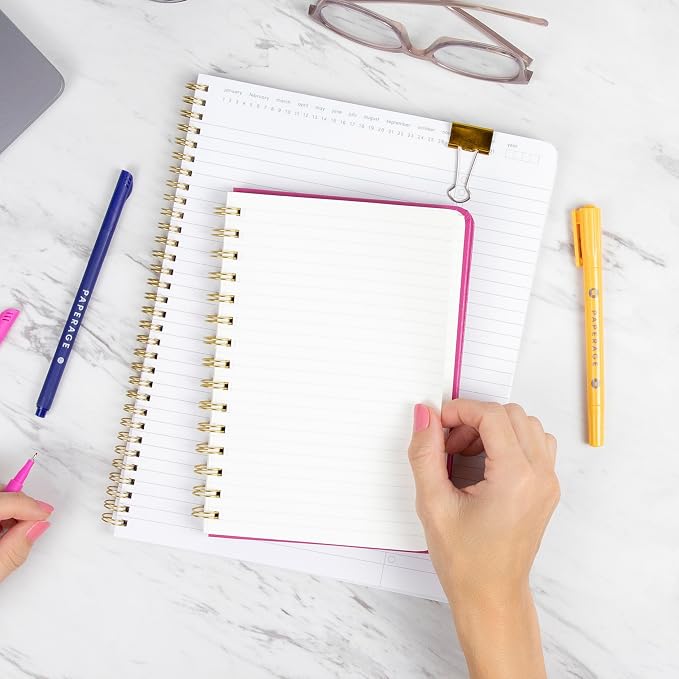 PAPERAGE Lined Spiral Journal Notebook, 3 Pack, 160 Pages, Medium 5.5 inches x — view 6