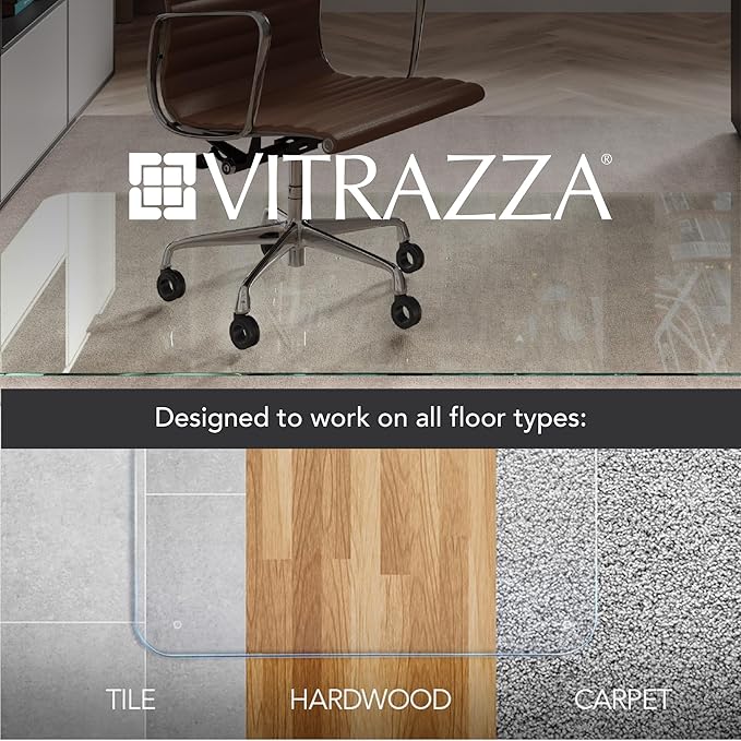 Vitrazza Glass Chair Mat 46” x 60” Superior ¼ Thick, Luminoso Low-Iron Ultra — view 5