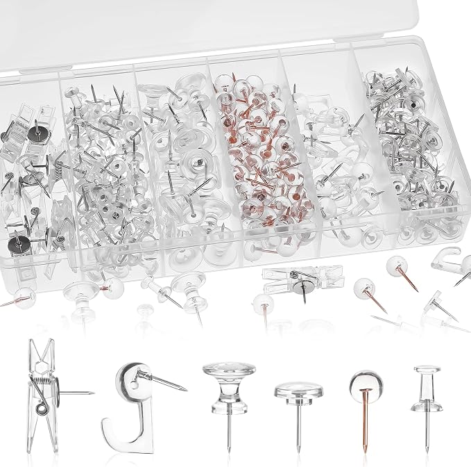 290 Pcs Push Pins, 6 Style Thumb Tacks Set