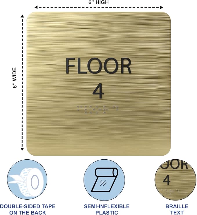 Clean Grey ADA Floor 4 Sign — view 3