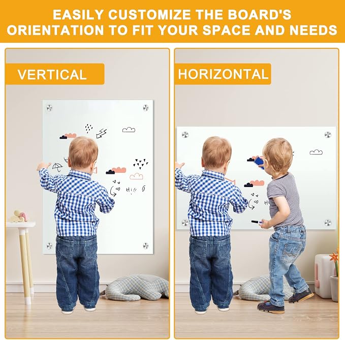 H-Qprobd Glass Whiteboard 36"x24" Magnetic Dry Erase White Board — view 4
