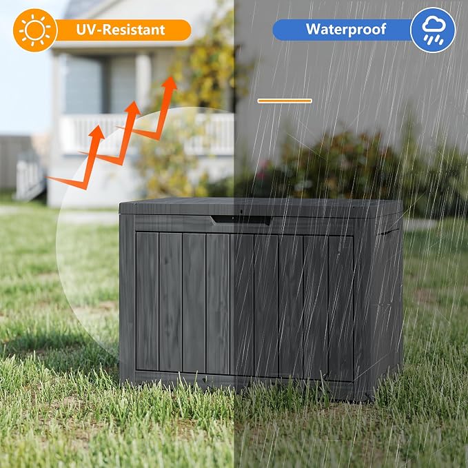 Yardgrace 35 Gallon Outdoor Storage Box Waterproof, Resin Deck Boxes — view 2