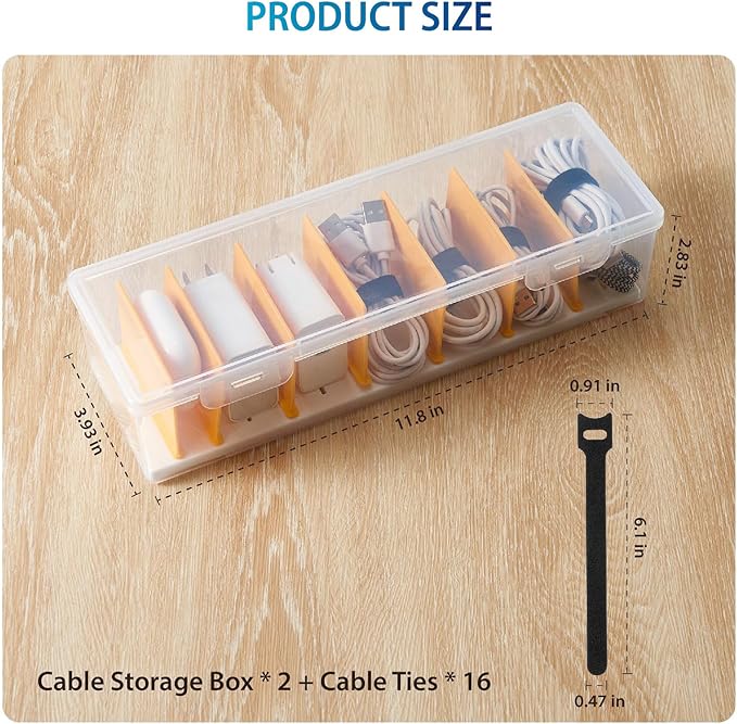 Fzooua 2 Pack Cable Organizer Storage Box — view 2