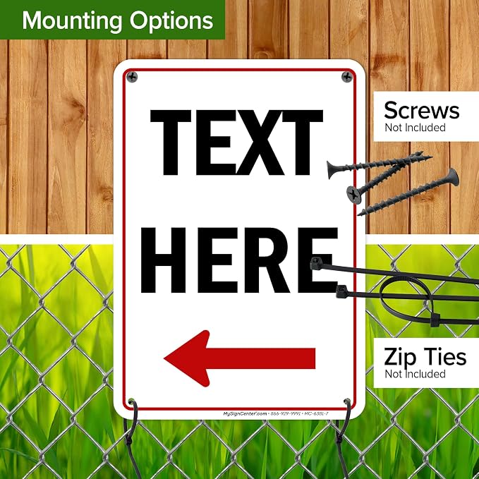 Custom Arrow, Custom Directional Sign, Left Arrow, 7x10 Inches, 55 mil thick — view 5
