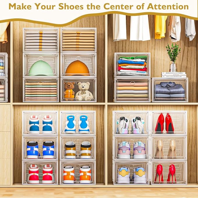 7 code Large Clear Shoe Boxes Organizer【Thicker Material】 Stronger Shoe Box — view 7