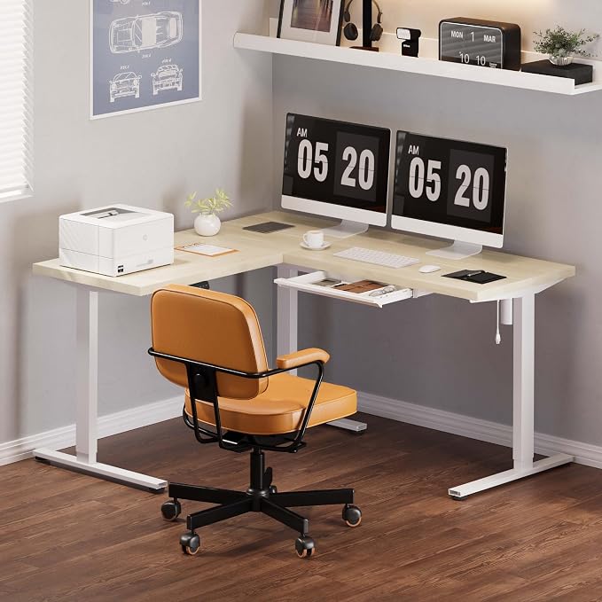 FLEXISPOT L Shaped Standing Desk, 63 x 55 Inch Electric Height Adjustable — view 2