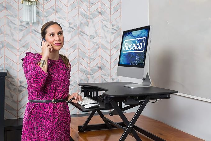 Rocelco 32" Height Adjustable Standing Desk Converter BUNDLE — view 6