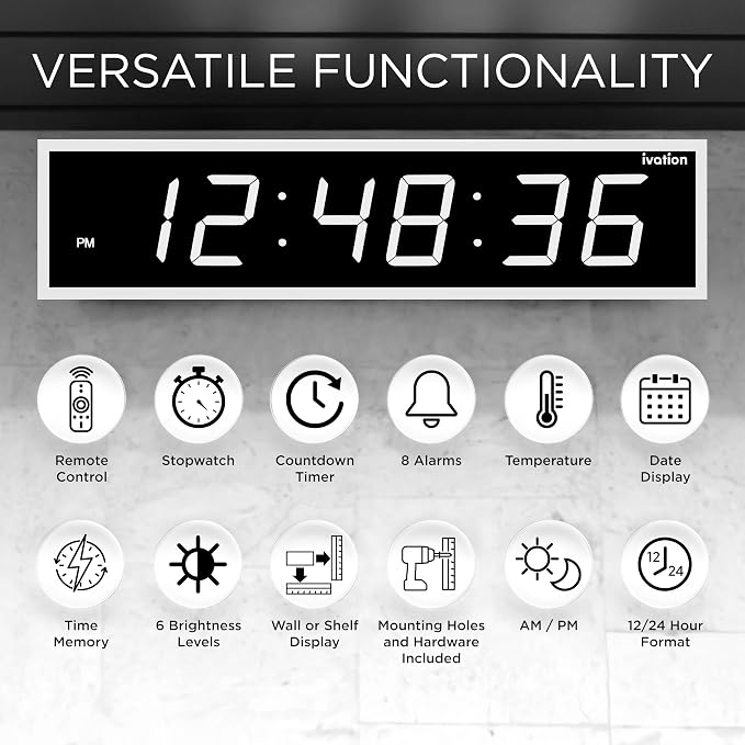 Ivation Oversized 36" Large Digital LED Clock | Big Digital Clock — view 6