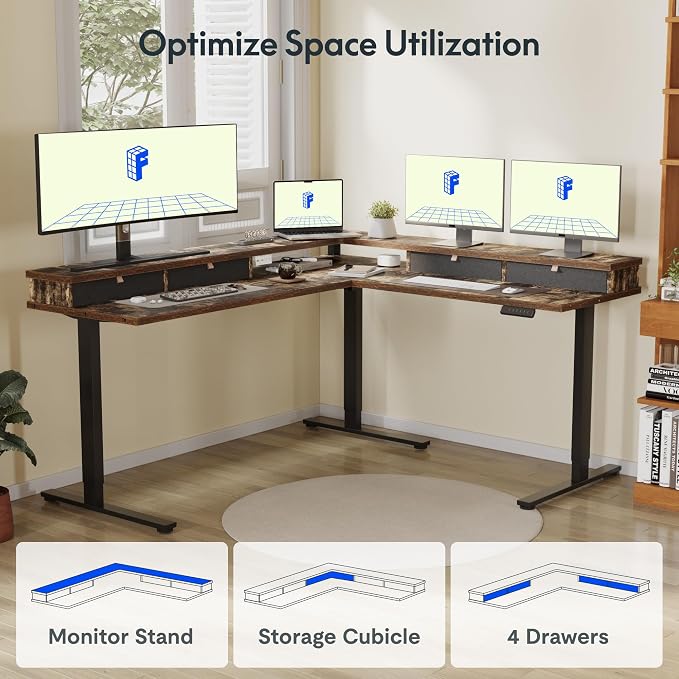 FLEXISPOT 63" L Shaped Standing Desk Electric Corner Table — view 4