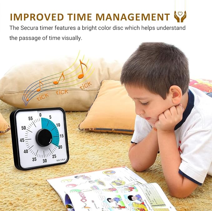 Secura 60-Minute Visual Countdown Timer, 7.5-Inch Oversize Classroom Visual — view 3